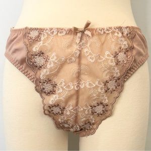 Frederick’s of Hollywood Silky Stretch Satin Sheer Floral Second Skin Panty XXL